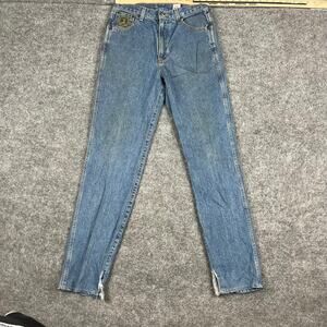 Cinch Jeans Womens 29x34 Blue Straight Leg Western Denim Distressed Hem